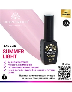 Гель лак Summer Light 015 Global fashion