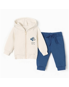Костюм: толстовка и брюки Blueberry р. 86-92, синий / молочный Крошка я