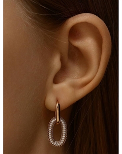 Серьги со стразами леди, мини, цвет белый в розовом золоте Xuping