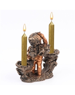 Подсвечник на 2 свечи «Ангелочек смотрит», полистоун, 11×5.5×12 см Take it easy