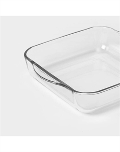 Форма для запекания Borcam, 2 л, 256×220 мм, прямоугольная, жаропрочное стекло, прозрачная Pasabahce