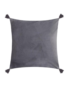 Наволочка декоративная с кисточками цвет серый, 45×45 см, полиэстер, велюр Этель