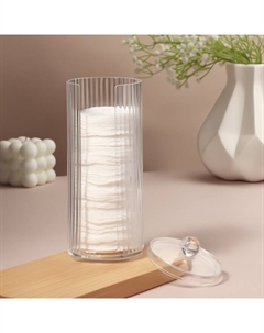 Органайзер для ватных дисков, с крышкой, d=7.5×19.5 см, прозрачный Qf