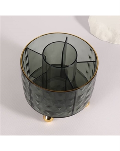 Подставка для хранения косметики GREEN, 6 секций, d=12.2×10.8 см, цвет зелёный, золотистый Qf