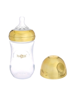 Бутылочка для кормления с наклейками BOSS от 0 мес., 250 мл., цвет золотой, M&B Mum&baby