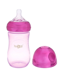 Бутылочка для кормления с наклейками Baby от 0 мес., 250 мл., фиолетовая, M&B Mum&baby