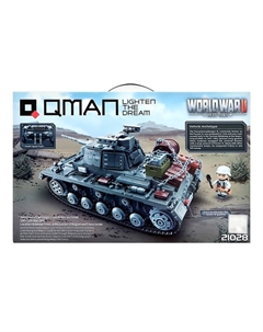 Конструктор Вторая мировая война «Немецкий танк PanzerIII», 1058 деталей Qman