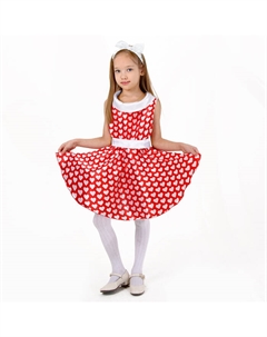 Карнавальный костюм «Стиляги» платье красное с белыми сердцами, повязка р-р 34 рост 134 см Страна карнавалия