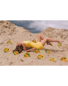 Блюдо сервировочное «Дольче», 24.5×15×2 см, овальное, стекло, жёлтое, зелёное Доляна