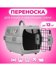 Переноска пластиковая «Неон» 48×32×29.5 см, вес животного до 12 кг, серая Пижон