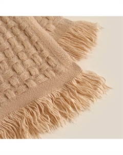 Плед с бахромой SL Home Relief, 130×170 см, бежевый, акрил 100% Sima-land home