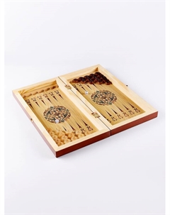 Настольные игры 3 в 1 «Арт деко»: шахматы, шашки, нарды деревянные, поле 40×40 см Take it easy