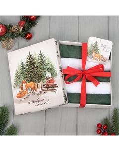 Набор махровых полотенец "Лесные жители" 30х30 см -5шт, 100% хл, 340гр/м2 Этель