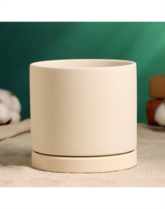 Горшок для цветов «Мина», 700 мл, d=11 см, h=10 см, керамика, с поддоном, белый Take it easy