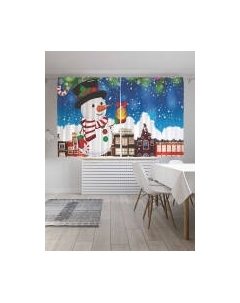 Шторы JoyArty Новогодний снеговик / p_20302 Joyarty