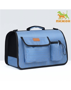 Сумка-переноска с органайзером в полоску, размер М (44.5×22×27 см), голубой Пижон
