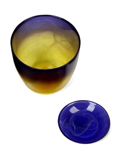 Горшок цветочный с поддоном №4 "Алеб" желто-фиолетовый, 2 л Ninaglass