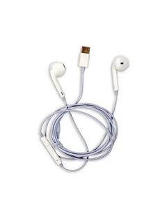 Наушники BYZ S852t, проводные, вкладыши, микрофон, Type-C, 1.25 м, белые Byz