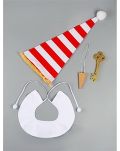 Карнавальный костюм «Весёлый Буратино»: колпак, воротник, нос, ключ Волшебная маска