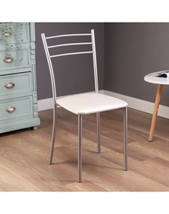 Стул для кухни «Хлоя», искусственная кожа, цвет металлик/белый Клик мебель