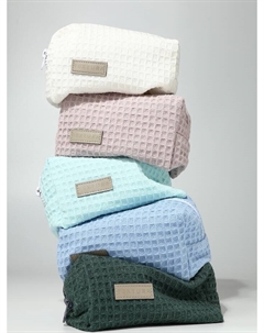 Косметичка женская на молнии, объёмная, маленькая, мягкая, голубая Textura