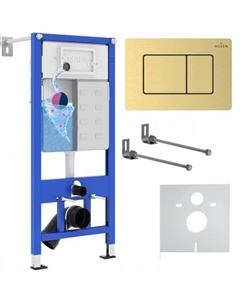 Инсталляция для унитаза StounFix Dual Fresh 968409 (c аромадозатором) с кнопкой (брашированное золото) Roxen