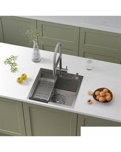 Кухонная мойка Snake 560220-50-S (50*48) сатин/текстурная поверхность (с коландером и дозатором) Roxen
