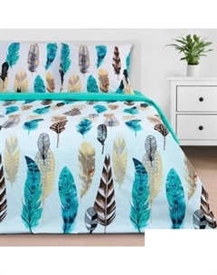 Постельное белье Перья 2759793 (бирюзовый) Этель
