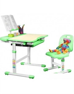 Ученический стол Ara с подставкой для книг и выдвижным органайзером (клен/зеленый) Anatomica