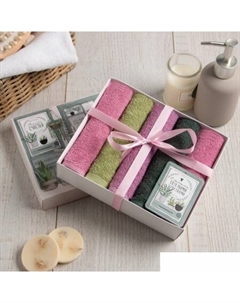 Набор полотенец Счастья 5 шт 5374119 (зеленый/розовый) Этель