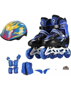 Роликовые коньки OG3354L с комплектом защиты (р. 32-37, синий) Ricos