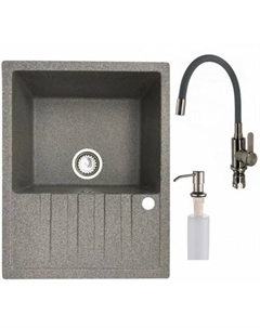 Кухонная мойка Vega L + смеситель W74004-9 + дозатор L405-1 (серый/сатин) Белэворс
