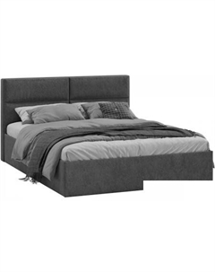 Кровать Глосс универсальный тип 1 с ПМ 160x200 (микровелюр Wellmart Graphite) Трия