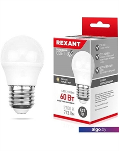 Светодиодная лампа G45 E27 7.5 Вт 2700 К 604-034 Rexant
