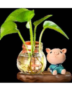 Ваза Sitting Pig гидропонная на подставке / 118P-013-04 Ilikegift