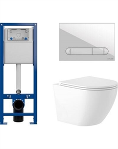 Унитаз подвесной с инсталляцией KW-9003W + 64109 + S-IN-MZ-VECTOR Saniteco