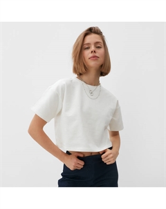 Футболка укороченная женская OVERSIZE FIT: цвет экрю, р-р 44 Minaku