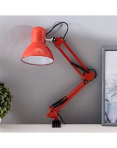 Лампа настольная Е27, h=55 см, шарнирная, на зажиме (220В) красная Risalux