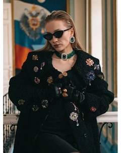 Набор 2 предмета: серьги, колье «Роскошь» крупный камень, цвет зелёный в золоте, 42 см Qf