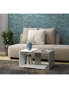 Стол журнальный Честер, 700х500х350, Бетон/Белый Клик мебель