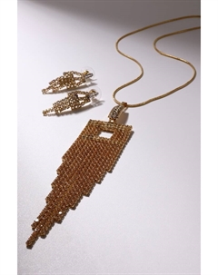 Гарнитур 2 предмета: кулон, серьги «Водопад» квадрат, цвет белый в золоте Qf