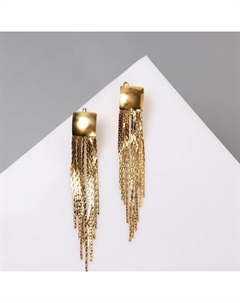 Серьги висячие «Голливуд» квадрат и нити, цвет золото, 6,5см Qf