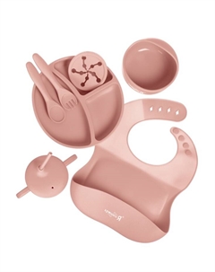 Посуда детская силиконовая, 7 предметов, розовый Крошка я