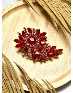 Брошь «Императрица» сердце цветущее, цвет красный в золоте Qf