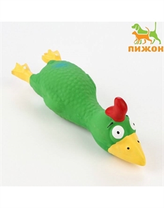 Игрушка пищащая для собак из латекса «Петух», 18 см, зелёная Пижон