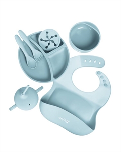 Посуда детская силиконовая, 7 предметов, голубой Крошка я