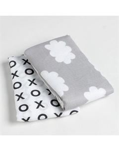 Набор пеленок муслиновых «Горошек» 75х120см-2шт, 100% хлопок Крошка я