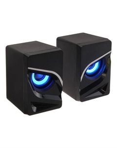 Компьютерные колонки Qumo Rage AS005, 2.0, 2x5 Вт, подсветка, Jack 3.5 мм, USB, черные