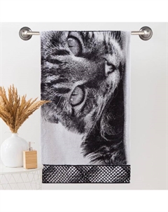 Полотенце махровое ЧБ «Котик» 50х90 см Этель