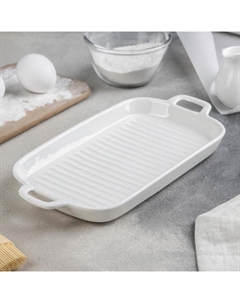 Блюдо для запекания «Гриль Бланш», 450 мл, 29.5×15×3.3 см, фарфор, белое Magistro